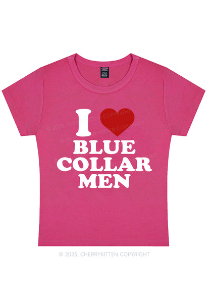 I Love Blue Collar Men Y2K Baby Tee Cherrykitten