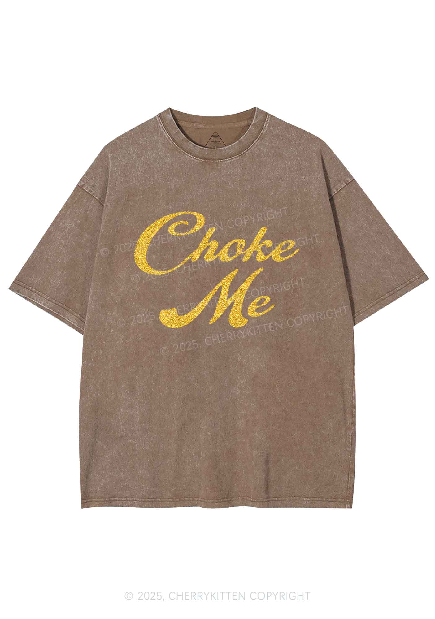 Glitter Choke Me Y2K Shirts Washed Tee Cherrykitten