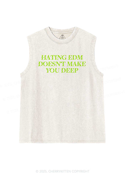 Hating Edm Y2K Washed Muscle Tank Cherrykitten