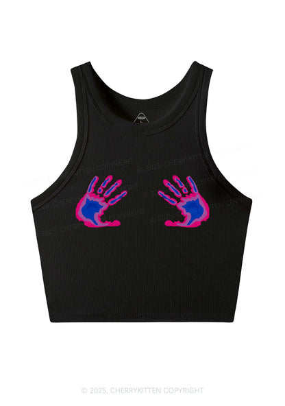 Bisexual Thermal Hands Pride Y2K Crop Tank Top Cherrykitten