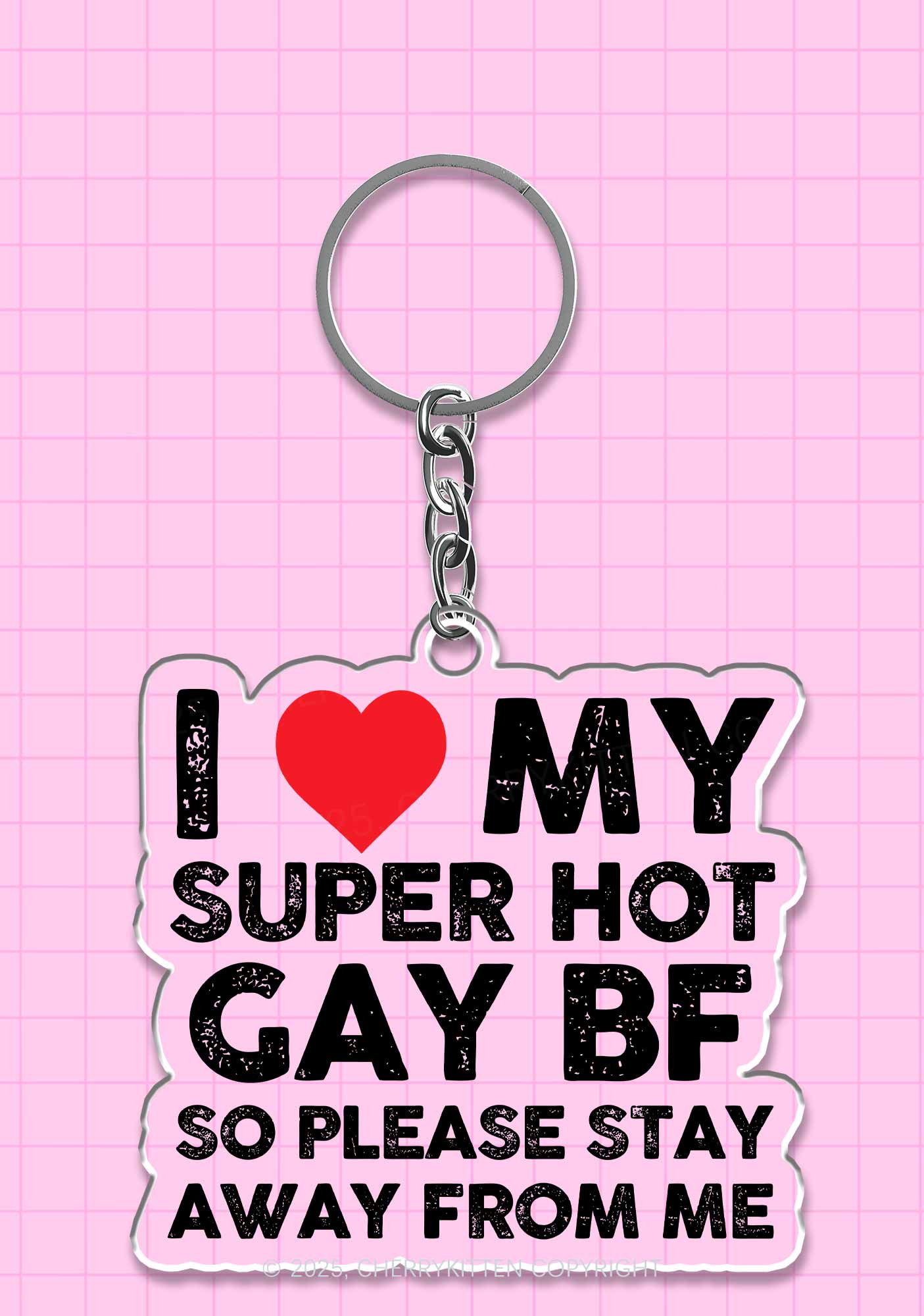 I Love My Hot BF Pride 1Pc Y2K Keychain Cherrykitten