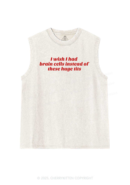 I Wish Brain Cells Y2K Washed Muscle Tank Cherrykitten