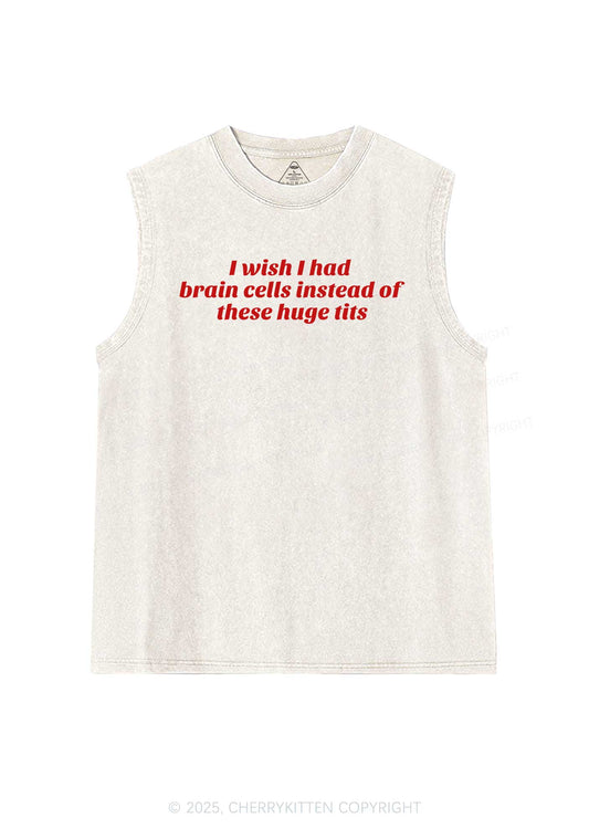 I Wish Brain Cells Y2K Washed Muscle Tank Cherrykitten