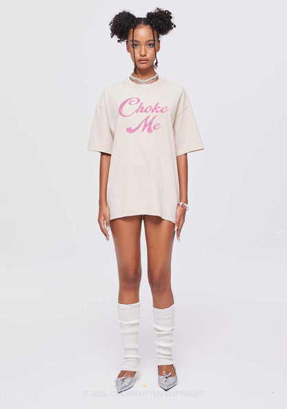 Glitter Choke Me Y2K Shirts Washed Tee Cherrykitten