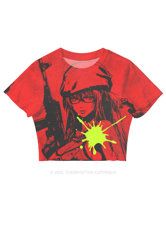 Neon Shot Y2K Mesh Crop Top Cherrykitten