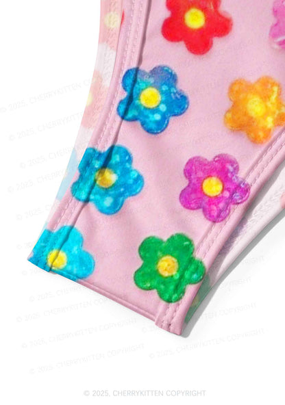 Rainbow Flower Y2K Print Bikini Set Cherrykitten