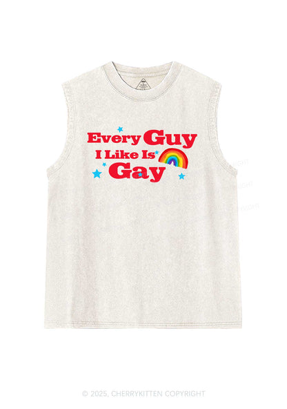 I Like Gay Pride Y2K Washed Muscle Tank Cherrykitten