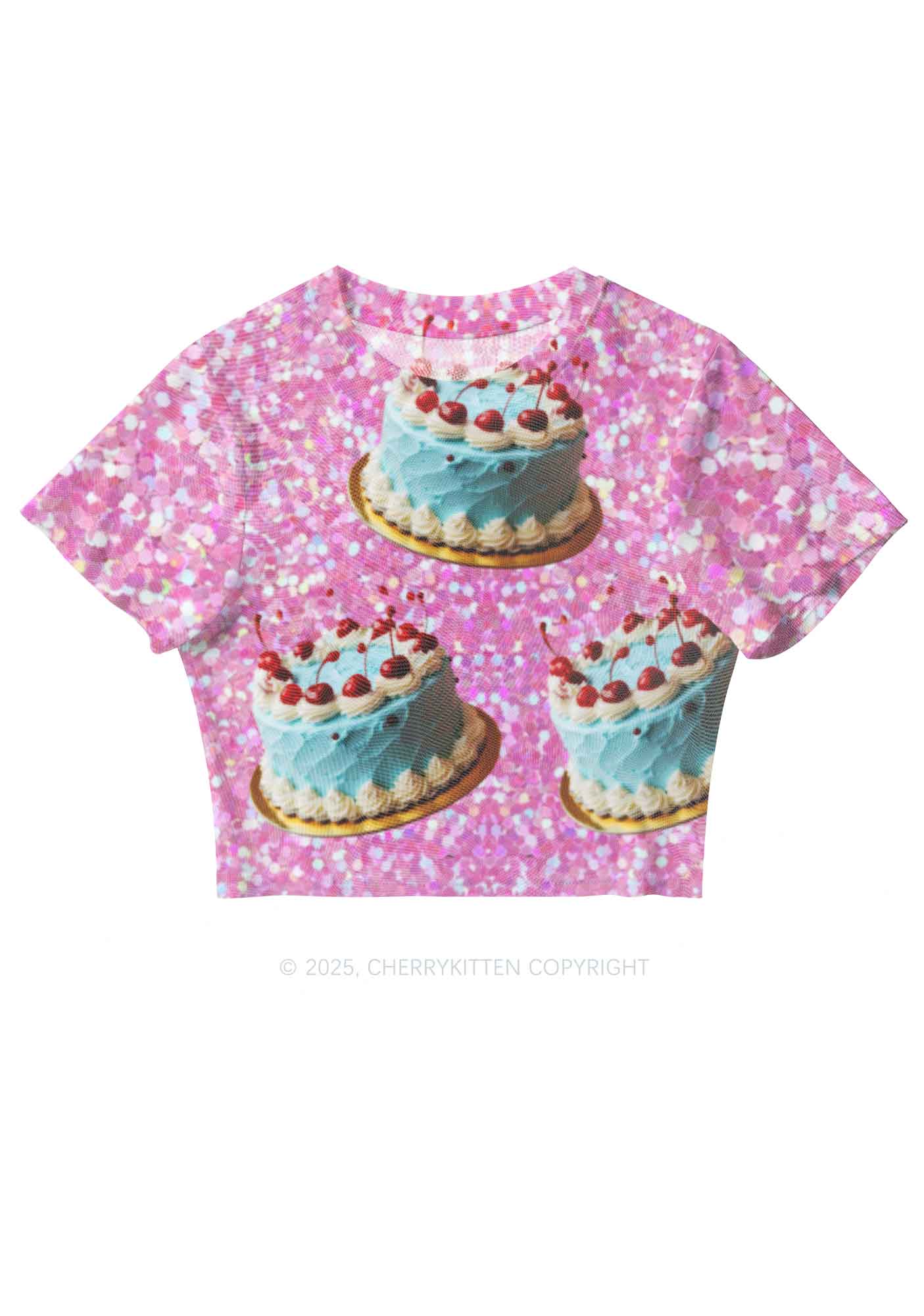 Cherry Cakes Y2K Mesh Crop Top Cherrykitten
