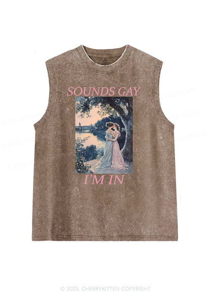 Sounds Gay Im In Pride Y2K Washed Muscle Tank Cherrykitten