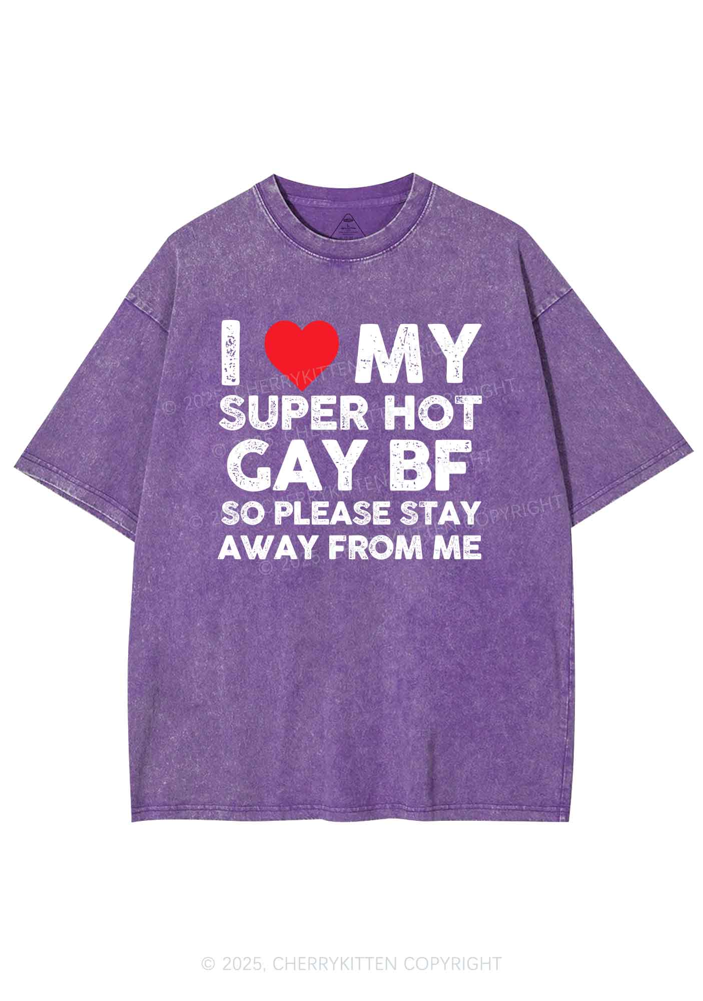 I Love My Hot BF Pride Y2K Shirts Washed Tee Cherrykitten