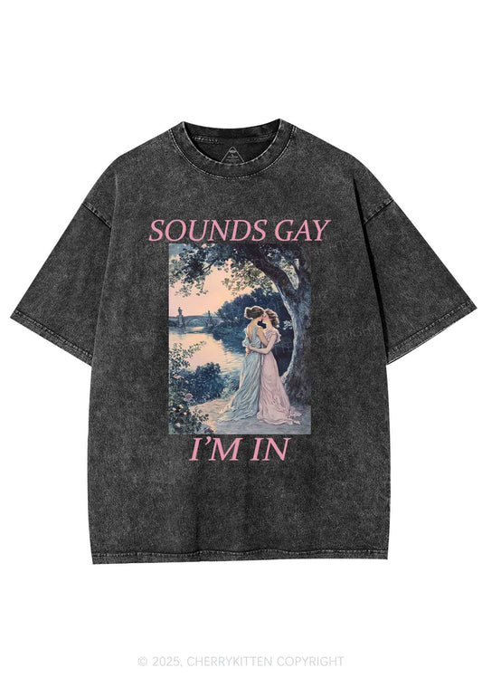 Sounds Gay Im In Pride Y2K Shirts Washed Tee Cherrykitten