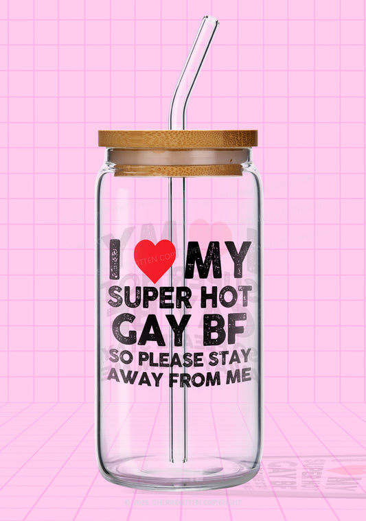I Love My Hot BF Pride Y2K Printed Glass Cup Cherrykitten