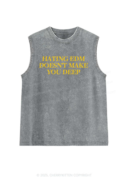 Hating Edm Y2K Washed Muscle Tank Cherrykitten