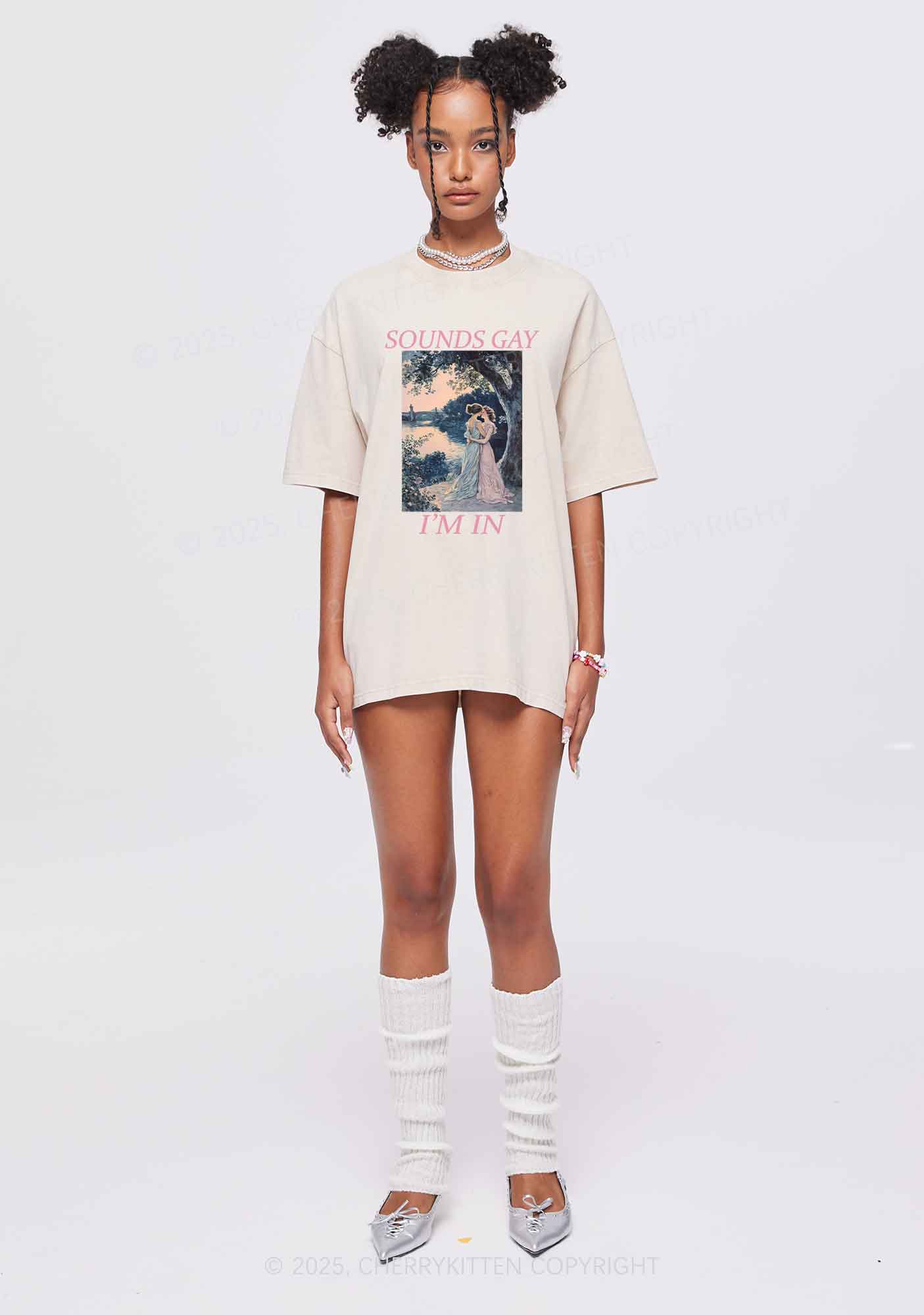 Sounds Gay Im In Pride Y2K Shirts Washed Tee Cherrykitten