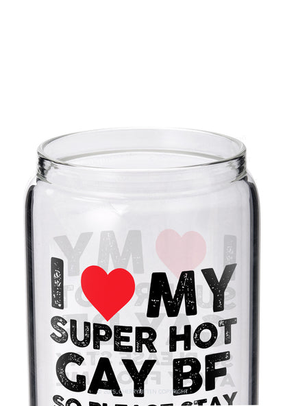 I Love My Hot BF Pride Y2K Printed Glass Cup Cherrykitten