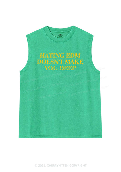 Hating Edm Y2K Washed Muscle Tank Cherrykitten