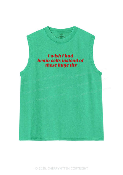 I Wish Brain Cells Y2K Washed Muscle Tank Cherrykitten