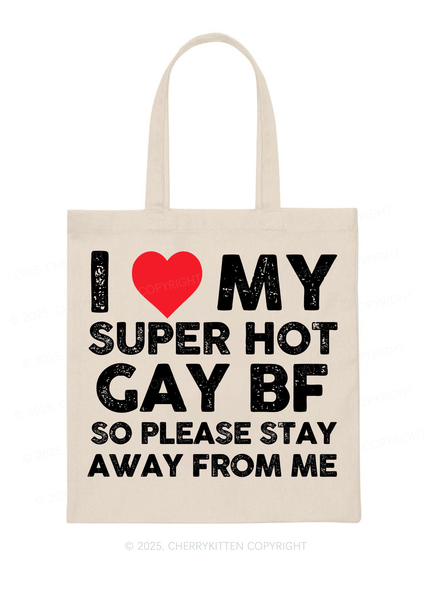 I Love My Hot BF Pride Y2K Canvas Tote Bag Cherrykitten
