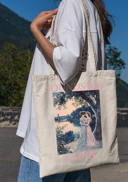 Sounds Gay Im In Pride Y2K Canvas Tote Bag Cherrykitten