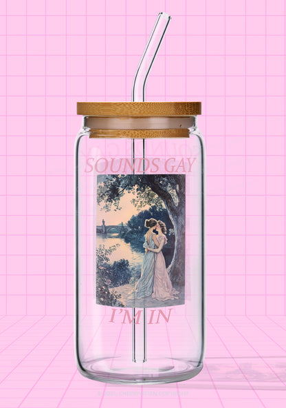 Sounds Gay Im In Pride Y2K Printed Glass Cup Cherrykitten