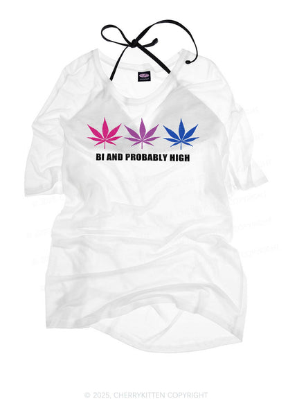Bi Probably High Pride Y2K Sheer Boyfriend Tee Cherrykitten