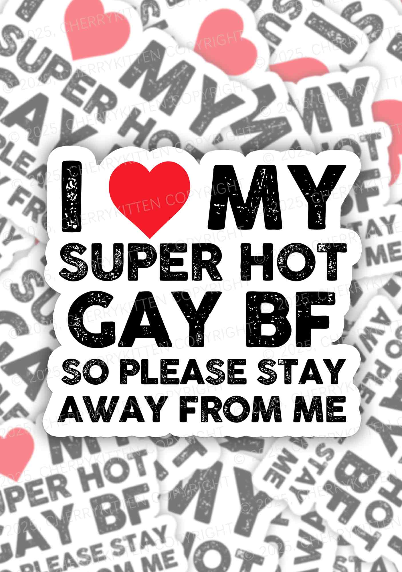 I Love My Hot BF Pride 1Pc Y2K Sticker Cherrykitten
