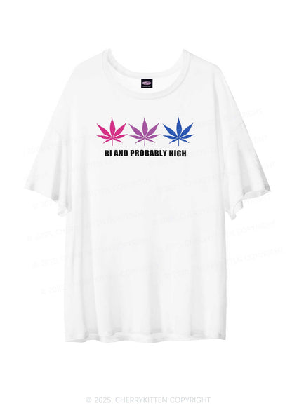 Bi Probably High Pride Y2K Sheer Boyfriend Tee Cherrykitten