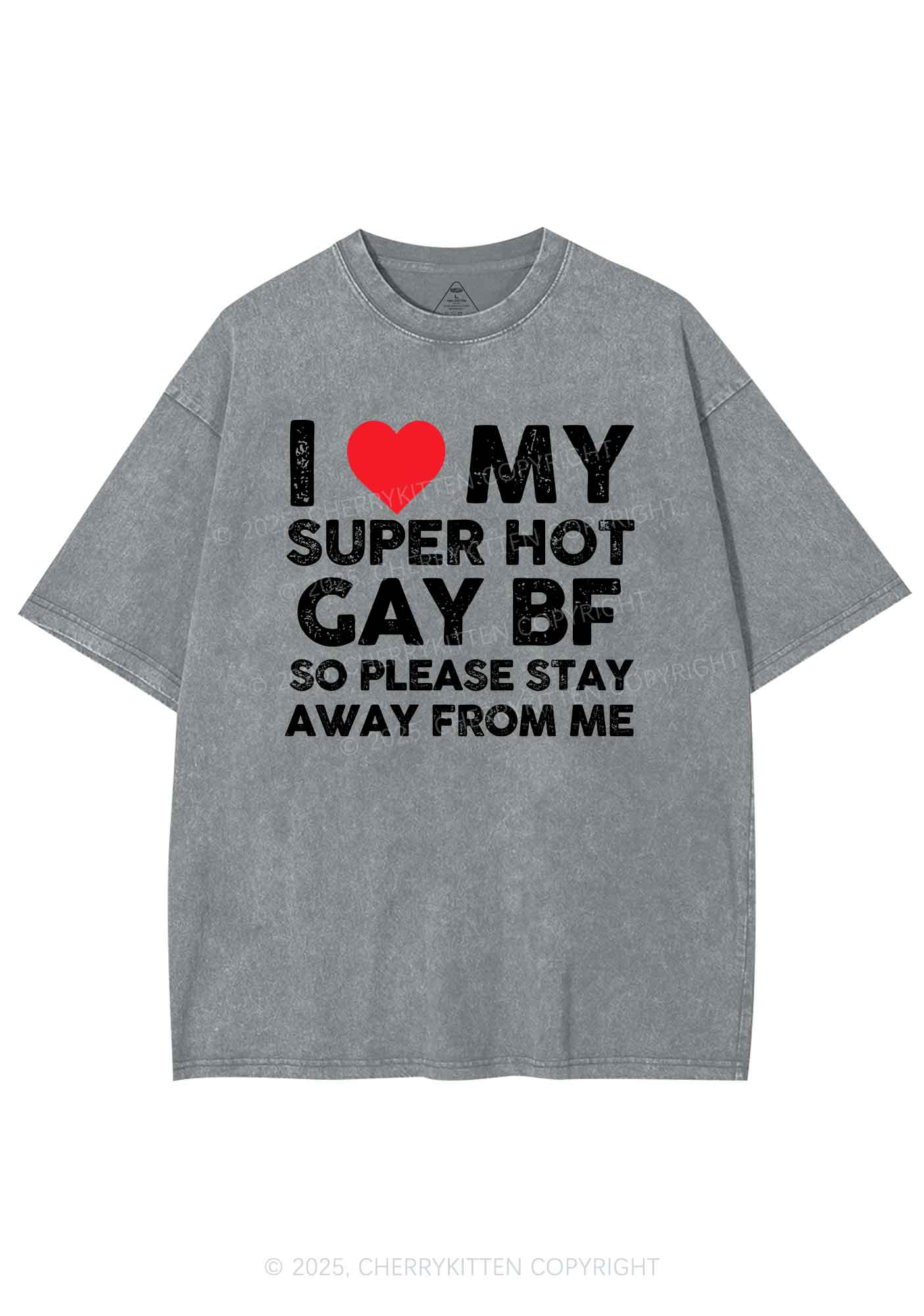 I Love My Hot BF Pride Y2K Shirts Washed Tee Cherrykitten