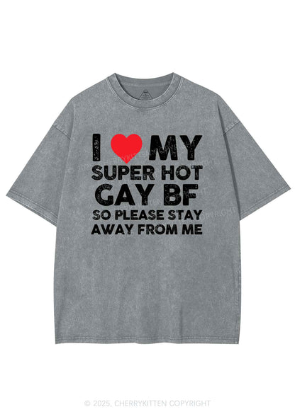I Love My Hot BF Pride Y2K Shirts Washed Tee Cherrykitten