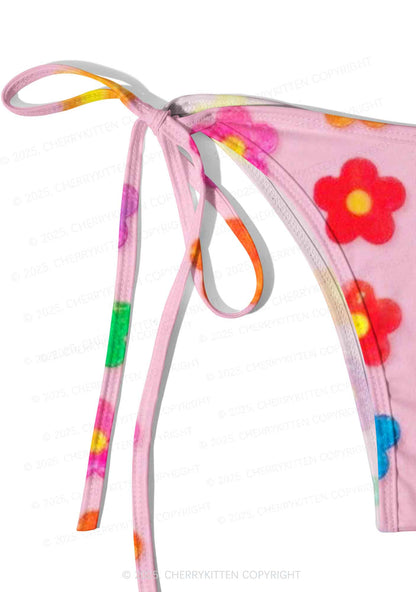 Rainbow Flower Y2K Print Bikini Set Cherrykitten