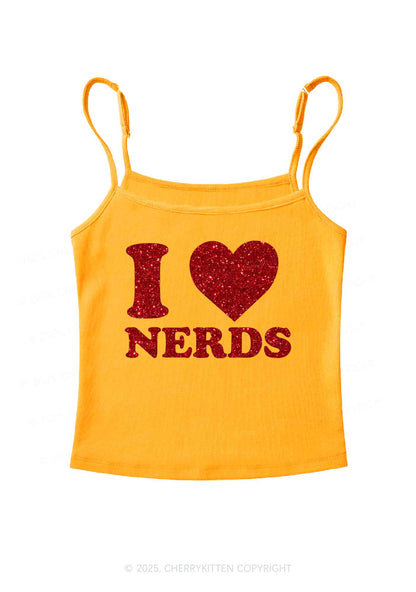 Glitter I Love Nerds Y2K Spaghetti Strap Cami Cherrykitten