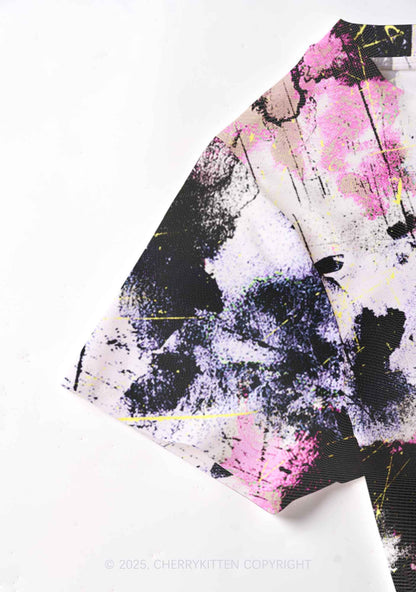 Ink Graffiti Y2K Mesh Crop Top Cherrykitten