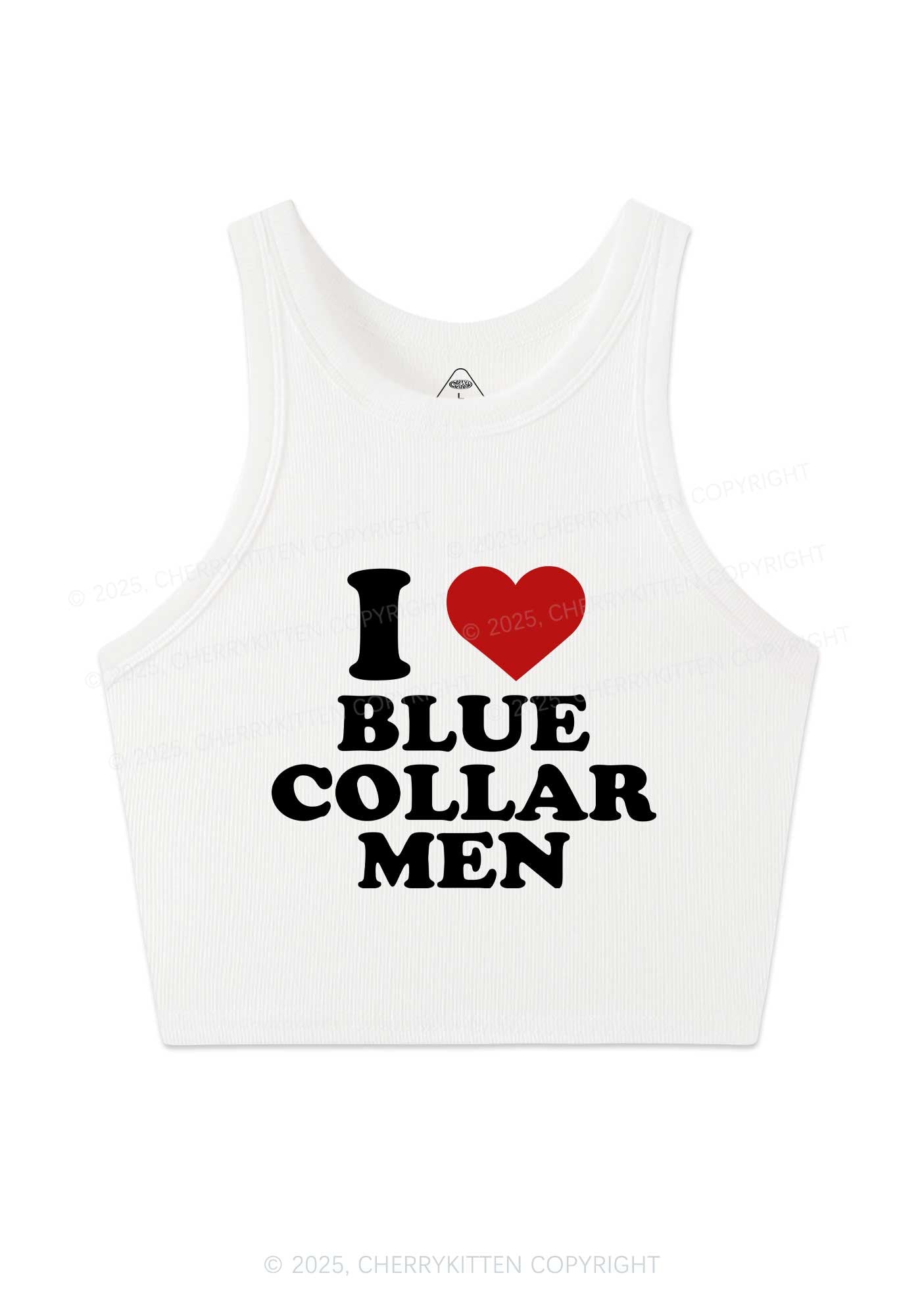I Love Blue Collar Men Y2K Crop Tank Top Cherrykitten