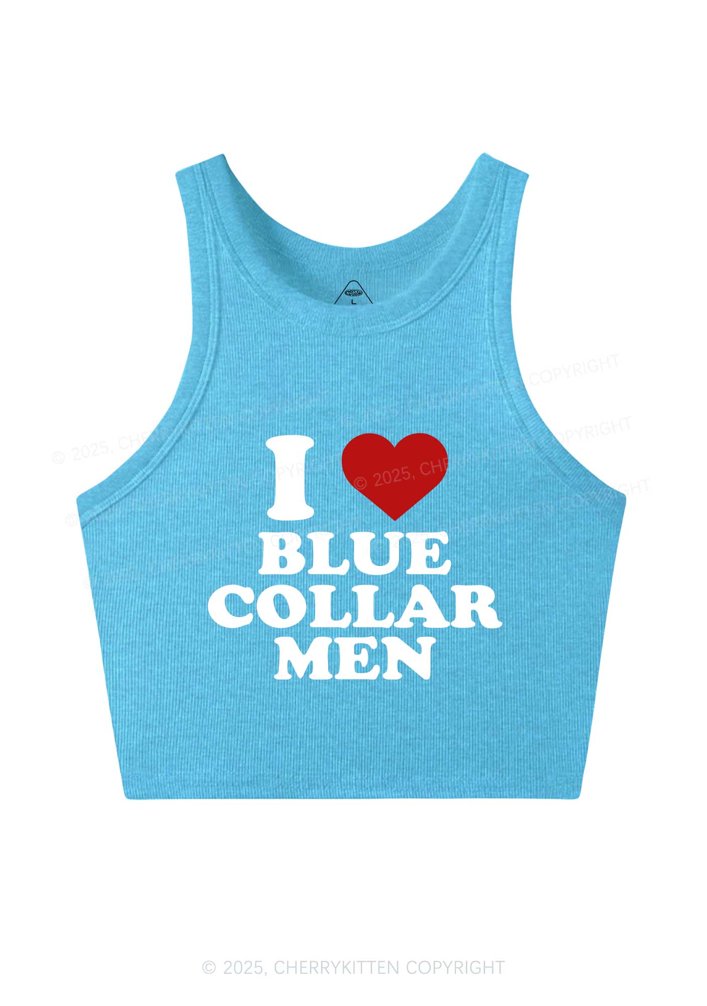 I Love Blue Collar Men Y2K Crop Tank Top Cherrykitten