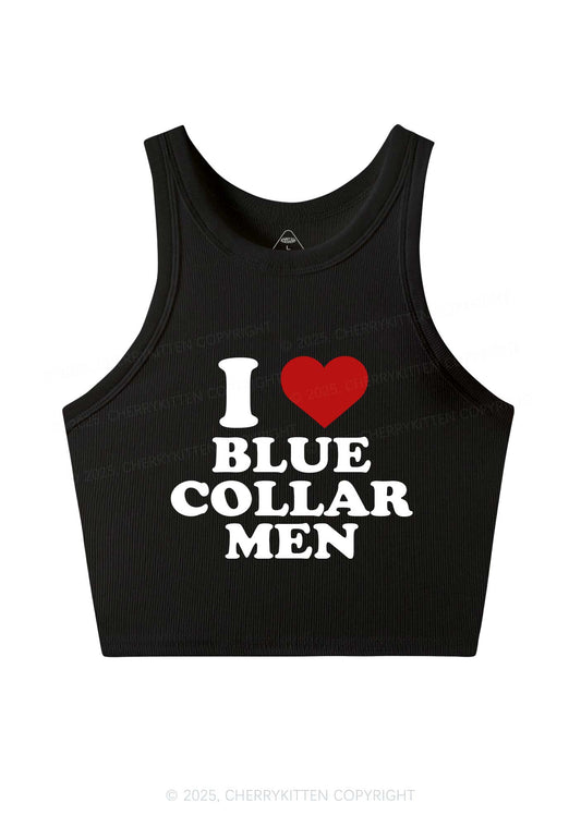 I Love Blue Collar Men Y2K Crop Tank Top Cherrykitten