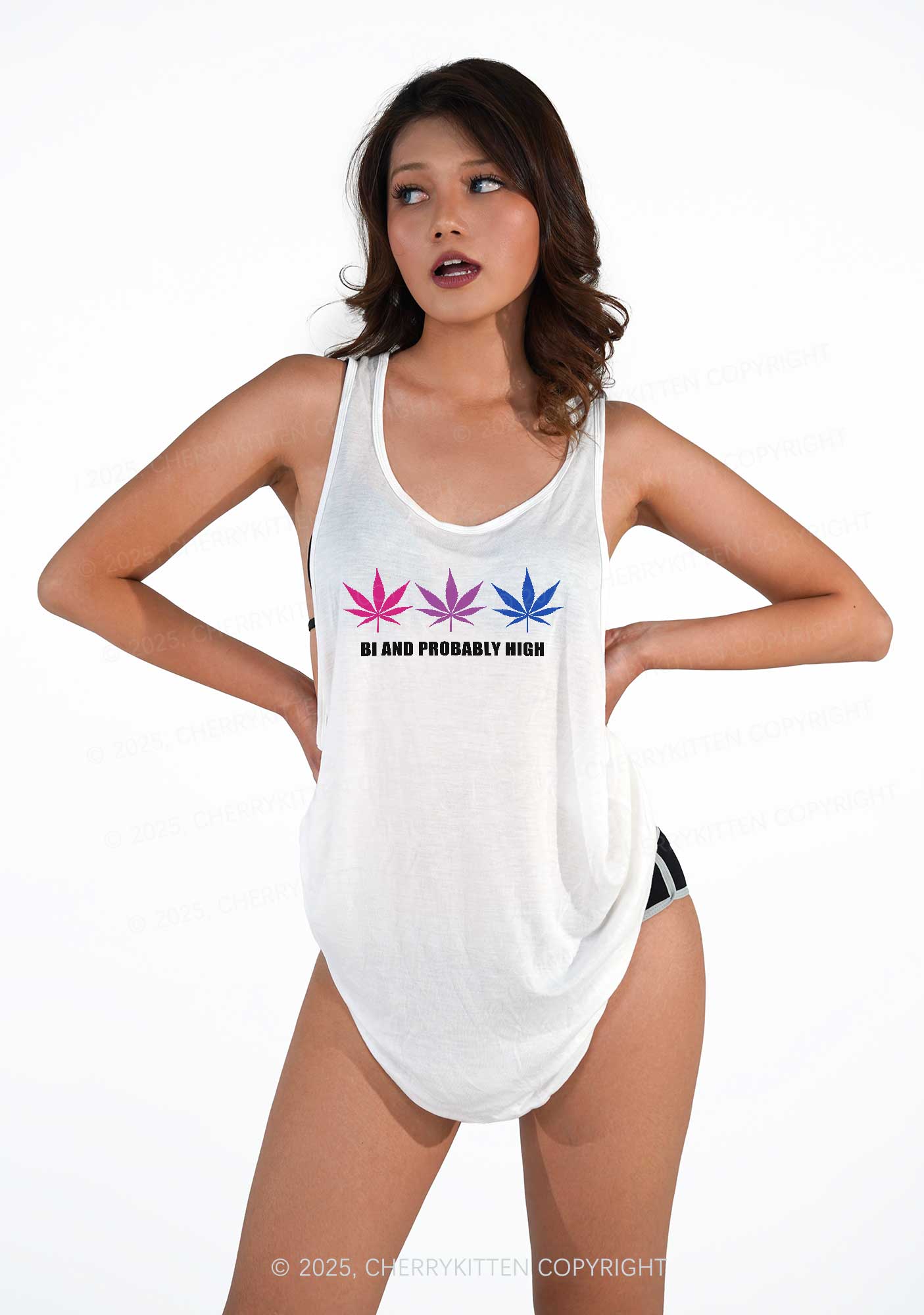 Bi Probably High Pride Y2K Sheer Boyfriend Tank Cherrykitten