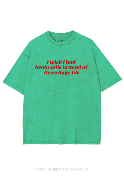 I Wish Brain Cells Y2K Shirts Washed Tee Cherrykitten