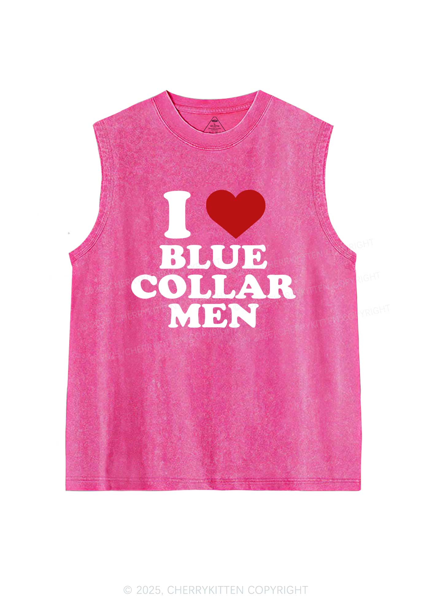 I Love Blue Collar Men Y2K Washed Muscle Tank Cherrykitten