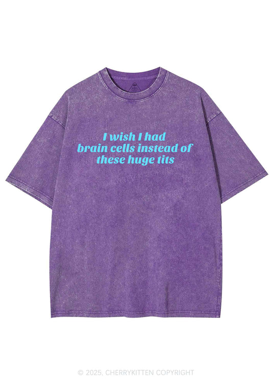 I Wish Brain Cells Y2K Shirts Washed Tee Cherrykitten