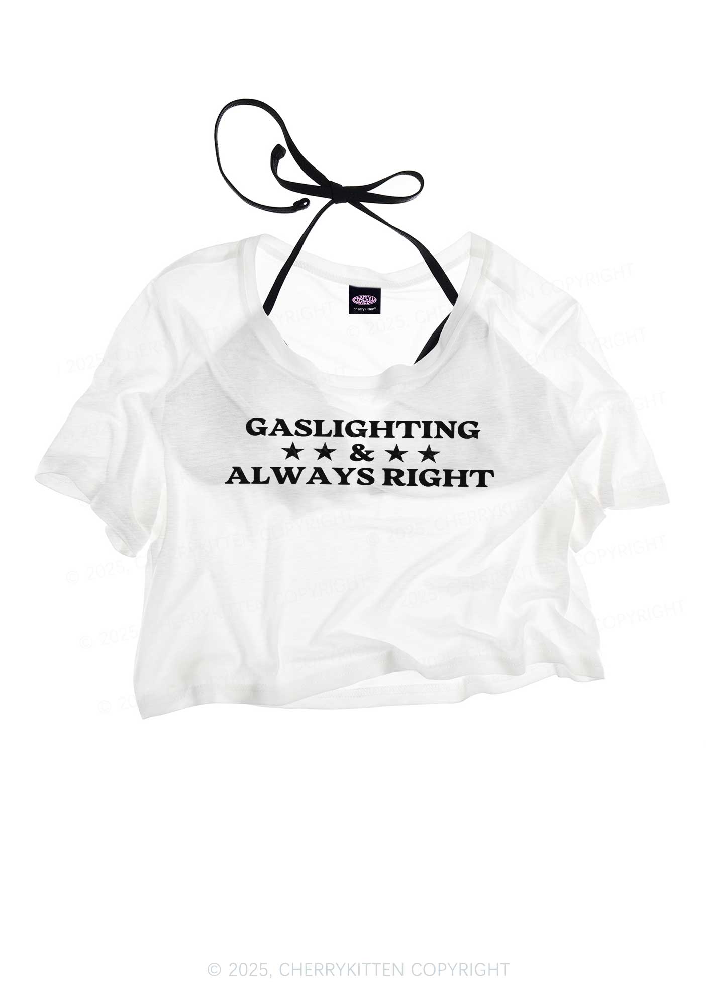 Gaslighting Always Right Y2K Sheer Boyfriend Tee Cherrykitten