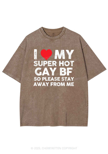 I Love My Hot BF Pride Y2K Shirts Washed Tee Cherrykitten
