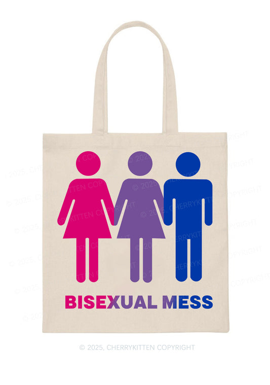 Bisexual Mess Love Pride Y2K Canvas Tote Bag Cherrykitten