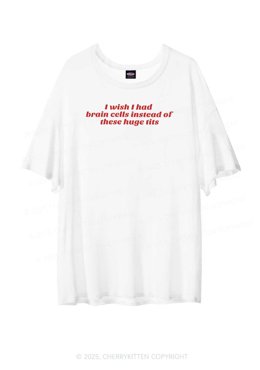 I Wish Brain Cells Y2K Sheer Boyfriend Tee Cherrykitten