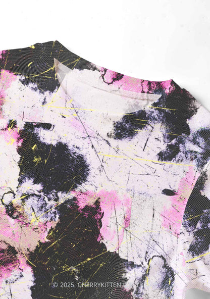 Ink Graffiti Y2K Mesh Crop Top Cherrykitten