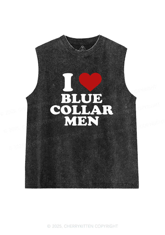 I Love Blue Collar Men Y2K Washed Muscle Tank Cherrykitten