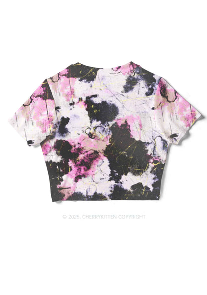 Ink Graffiti Y2K Mesh Crop Top Cherrykitten