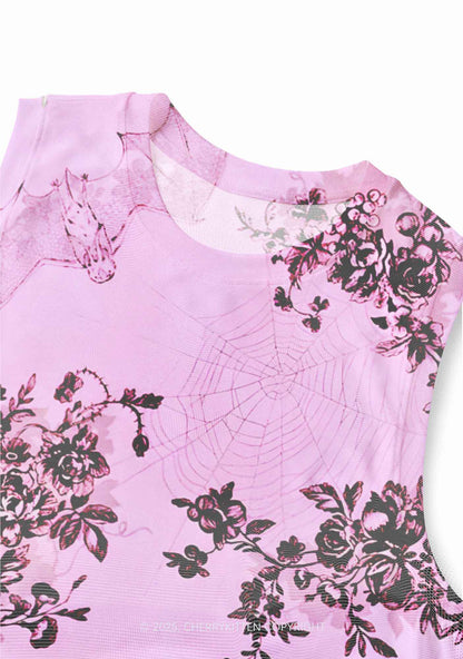 Pink Bat Y2K Mesh Muscle Tank Cherrykitten