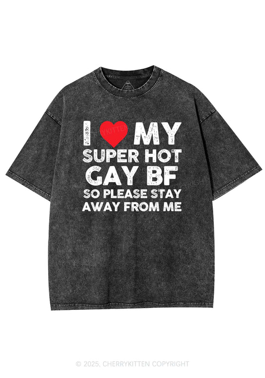 I Love My Hot BF Pride Y2K Shirts Washed Tee Cherrykitten