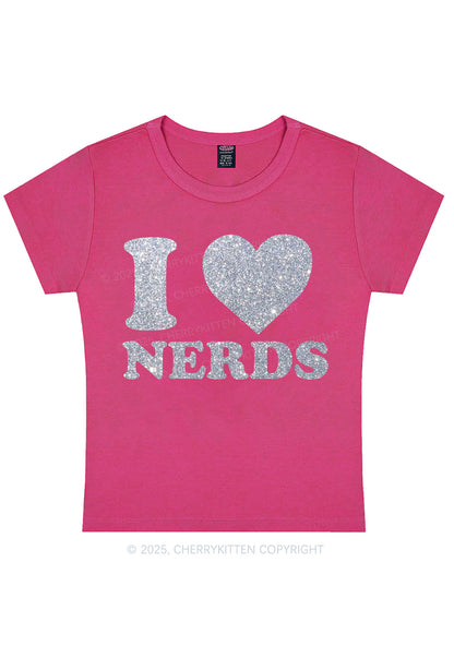 Glitter I Love Nerds Y2K Baby Tee Cherrykitten