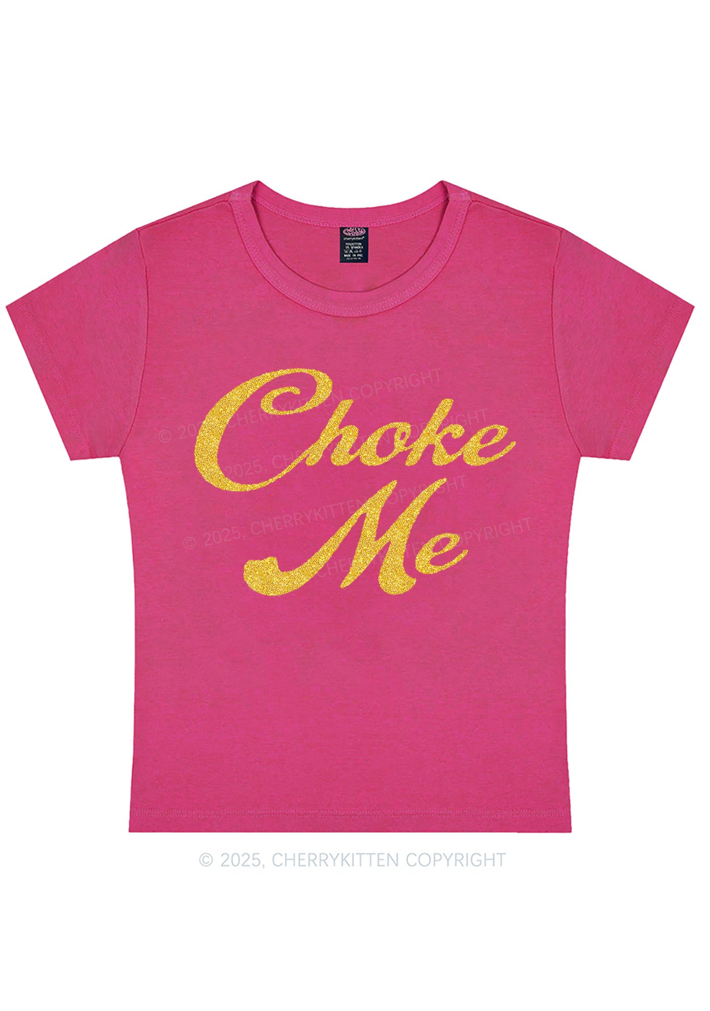 Glitter Choke Me Y2K Baby Tee Cherrykitten